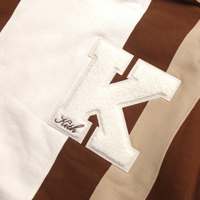 kith Williams III Hoodie褐色拼接拼色刺绣竖条连帽套头卫衣帽衫