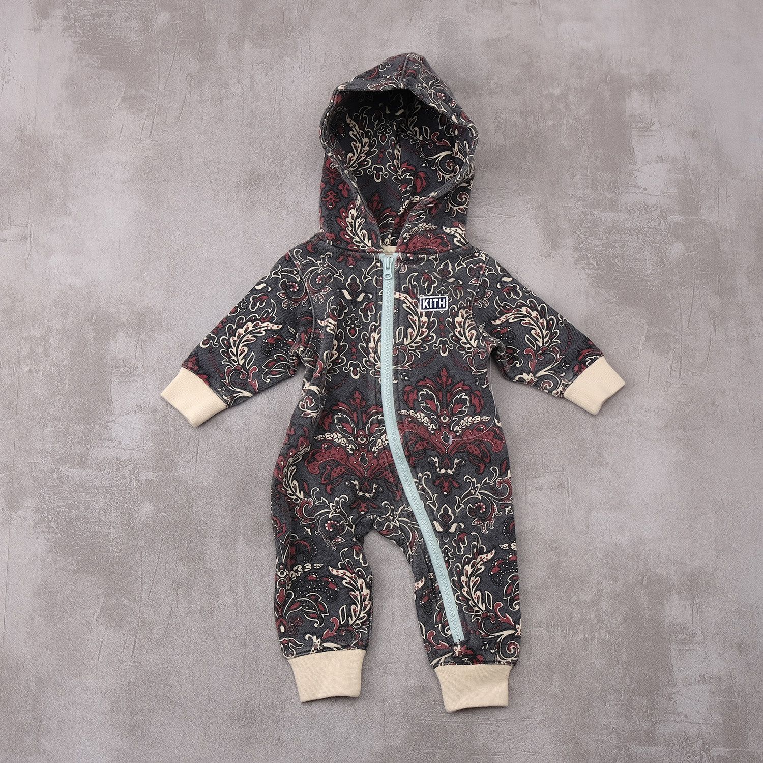 kith花卉爬爬服连体纯棉羊羔绒抓绒刺绣经典标志婴儿装童装