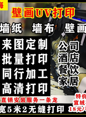 UV油画布宣绒布墙布来图定做喷绘打印壁画背景墙海报挂画墙纸定制