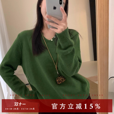 慵懒百搭纯色套头上衣长袖打底衫