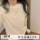 简约纯色圆领上衣 新款 韩系休闲百搭木耳边弹力长袖 T恤女2026春季