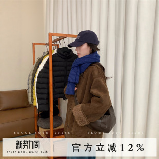 加绒保暖宽松显瘦大衣 款 高级感皮毛一体中长款 立领外套女2025冬季