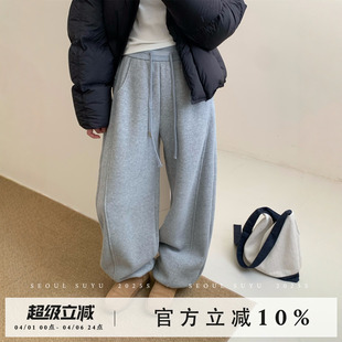 百搭简约纯色通勤阔腿裤 韩版 时尚 新款 直筒休闲束脚卫裤 女2026春季