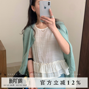 休闲减龄显瘦百搭上衣 新款 韩系甜美风无袖 花边吊带背心女2026春季