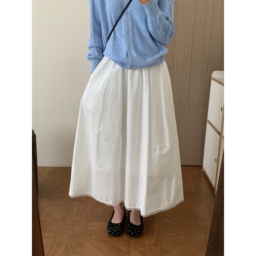 韩系温柔风白色花边半裙女2026春