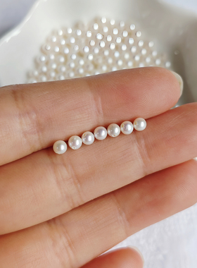 天然淡水珍珠白色baby小米珠4mm项链手链手串散珠大孔裸珠手工diy