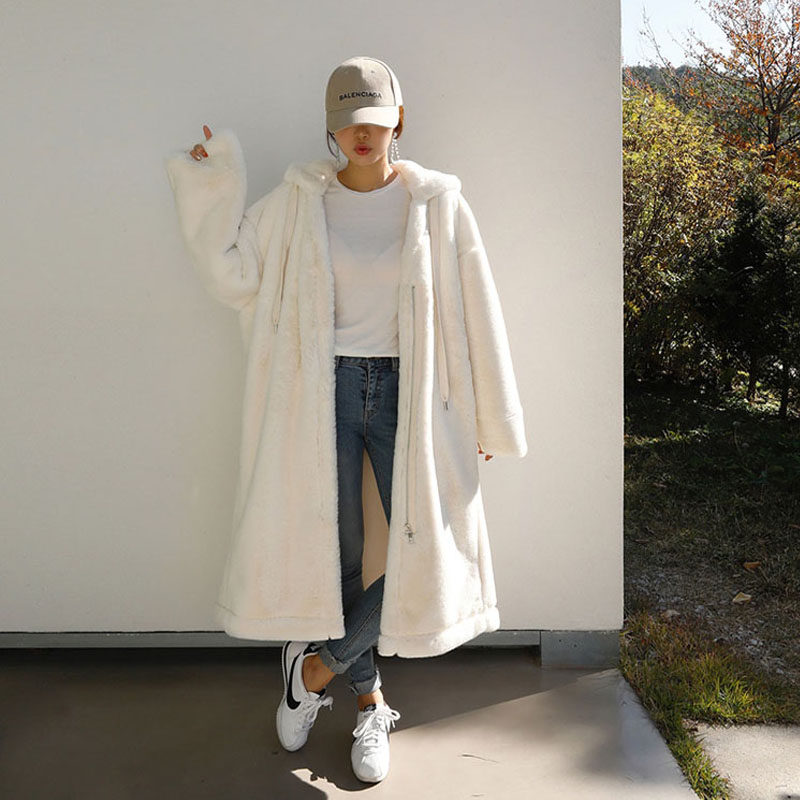 秋冬季加厚大码皮草过膝仿獭兔毛