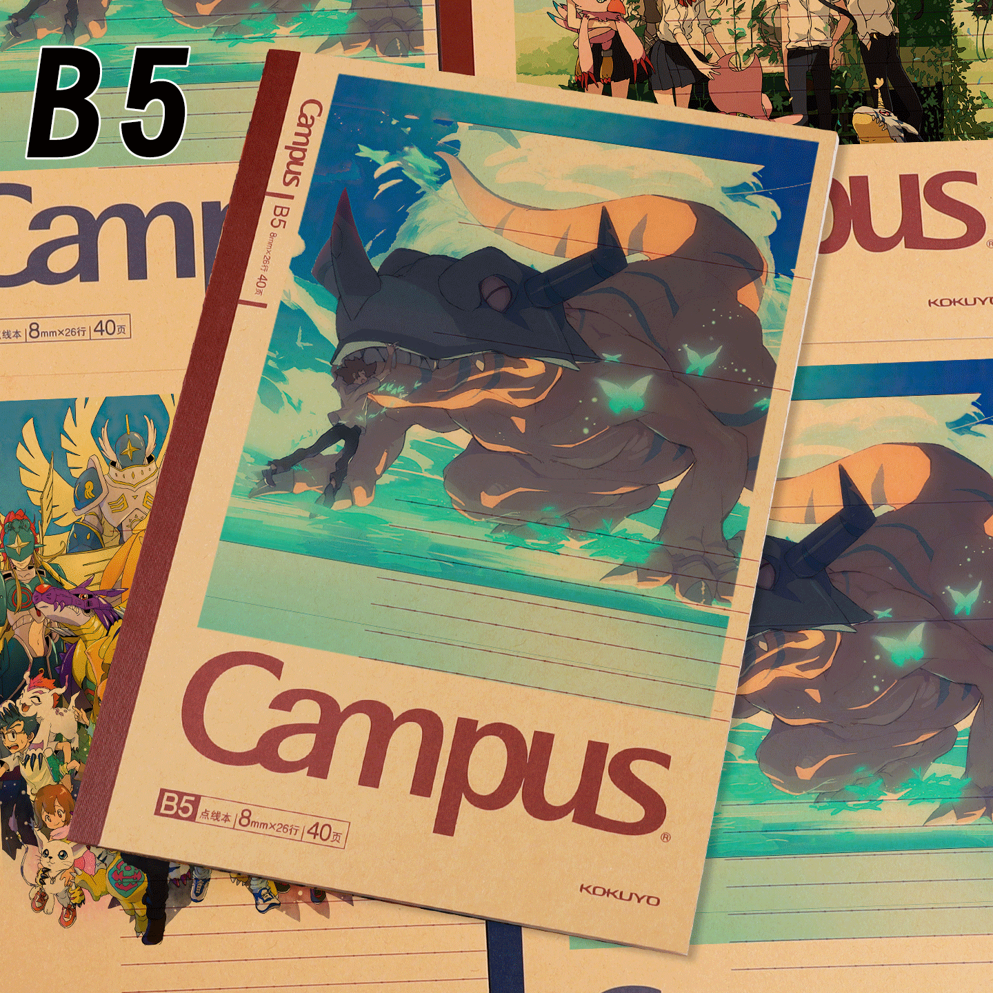 国誉Campus数码宝贝联名B5笔记本动漫款学生书写记事本B5笔记本