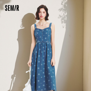 元 2025夏新款 气满印纯棉背带裙俏皮 个性 森马牛仔连衣裙女甜酷时尚