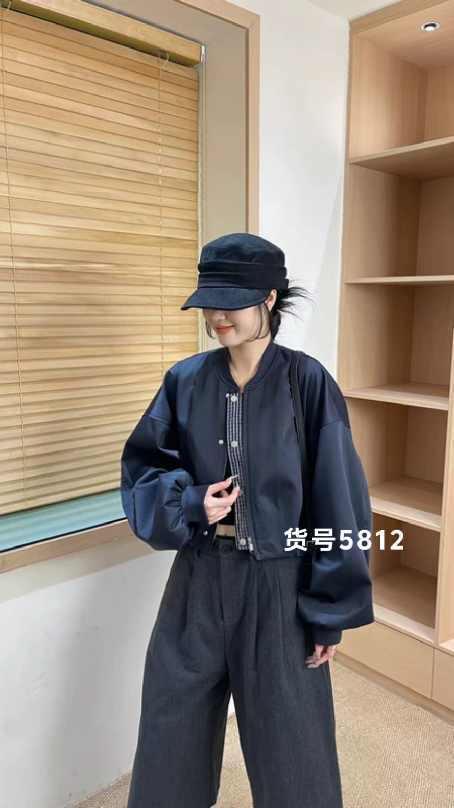 港风格子拼棒球服外套女秋季新款韩版宽松显瘦小个子夹克上衣潮