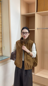 韩版时尚休闲立领宽松显瘦皮毛一体马甲冬季新款羊羔毛上衣57108