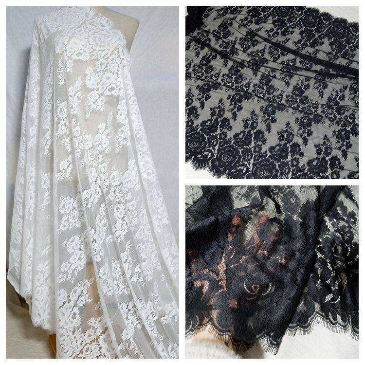 优质满幅睫毛蕾丝花边出口欧美面料 宽100CM 手工diy服饰辅料材料