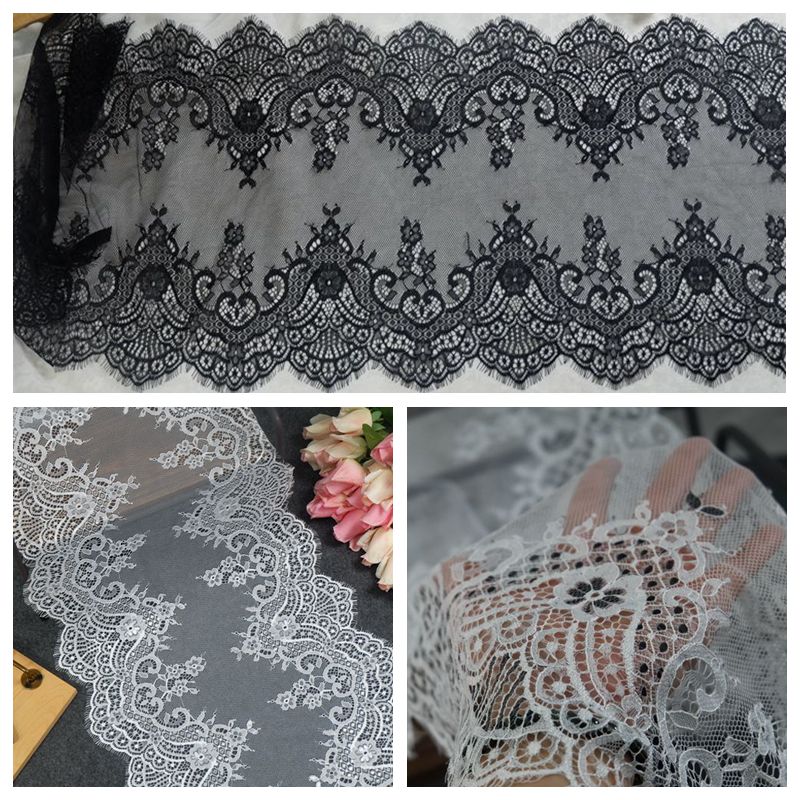 宽39CM 睫毛蕾丝花边辅料 手工DIY服饰头纱婚纱裙边拼接装饰材料