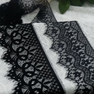 DIY裙边衣服加长拼接婚纱头纱装 出口优质单边睫毛蕾丝花边 饰辅料