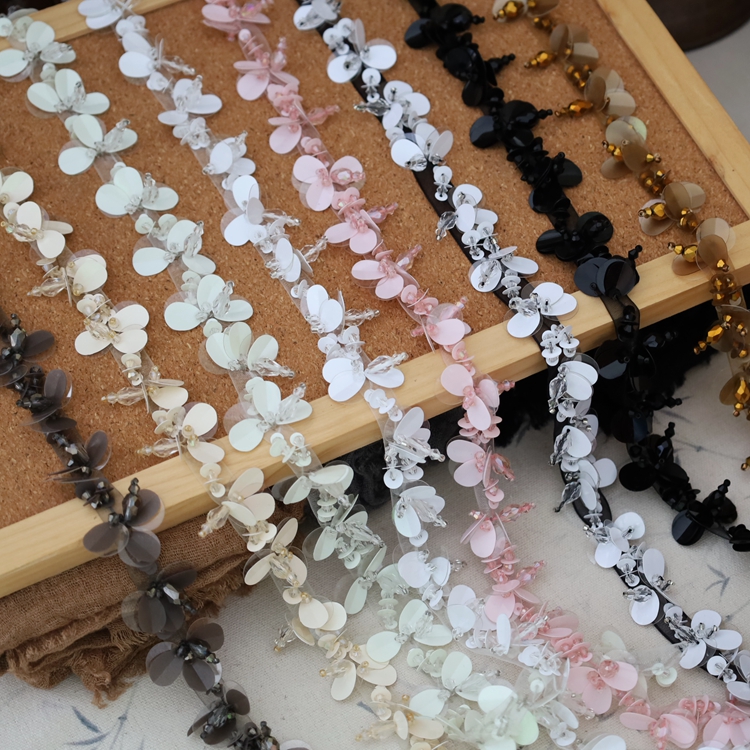 重工手工手缝钉珠亮片花朵小香风服装缝纫材料花边 DIY服饰辅料