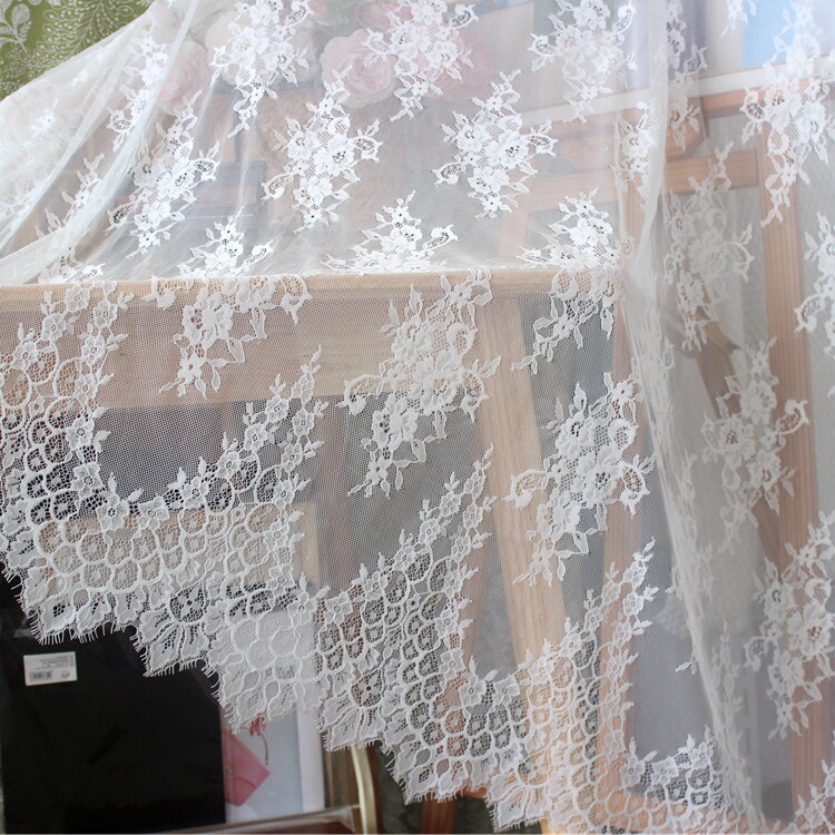 高档压纱亲肤睫毛蕾丝面料 DIY婚纱头纱礼服旗袍缝纫材料家居辅料