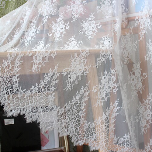 高档压纱亲肤睫毛蕾丝面料 DIY婚纱头纱礼服旗袍缝纫材料家居辅料