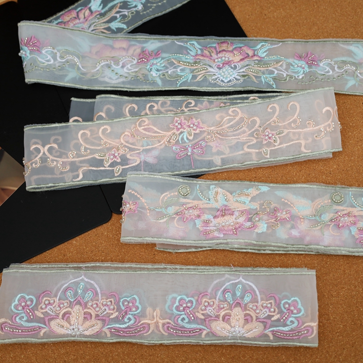 刺绣钉珠彩色复古花边服装辅料