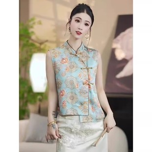 气质宽松坎肩马甲上衣女装 国风新中式 新款 背心女2026夏季 复古无袖