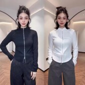 外套女 上衣休闲运动显瘦拉链开衫 欧货2025秋新款 设计立领瑜伽长袖