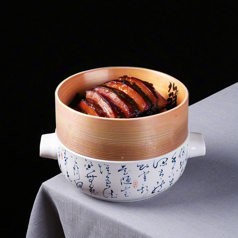 酒店中厨餐具时尚蒸笼粤式点心盘子会所复古书草意境菜特色菜餐盘,餐饮具,酒店餐具,淘宝优惠券,粉丝福利购,淘宝优惠卷