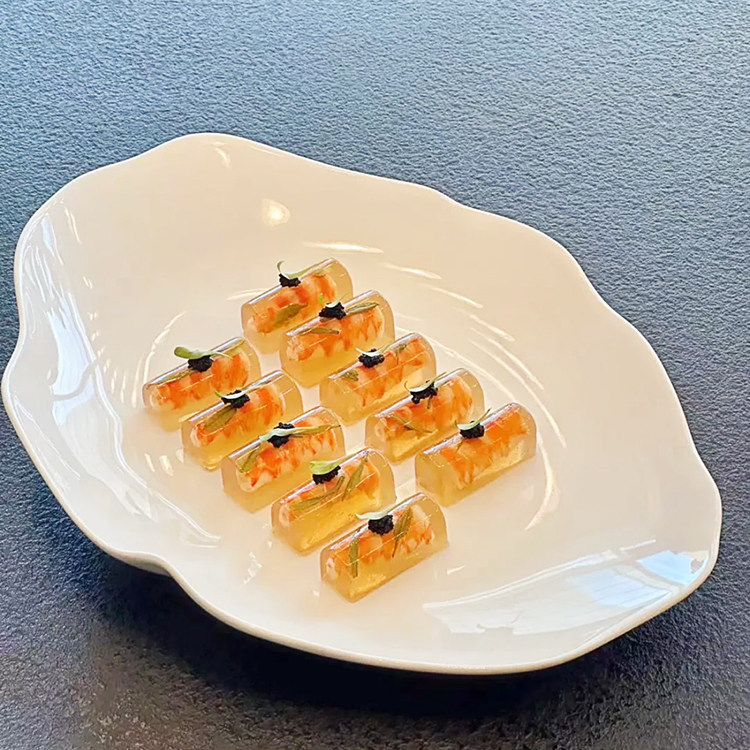 酒店中厨餐具旦形不规则白瓷纯白陶瓷餐具冷菜凉菜盘子特色中式盘