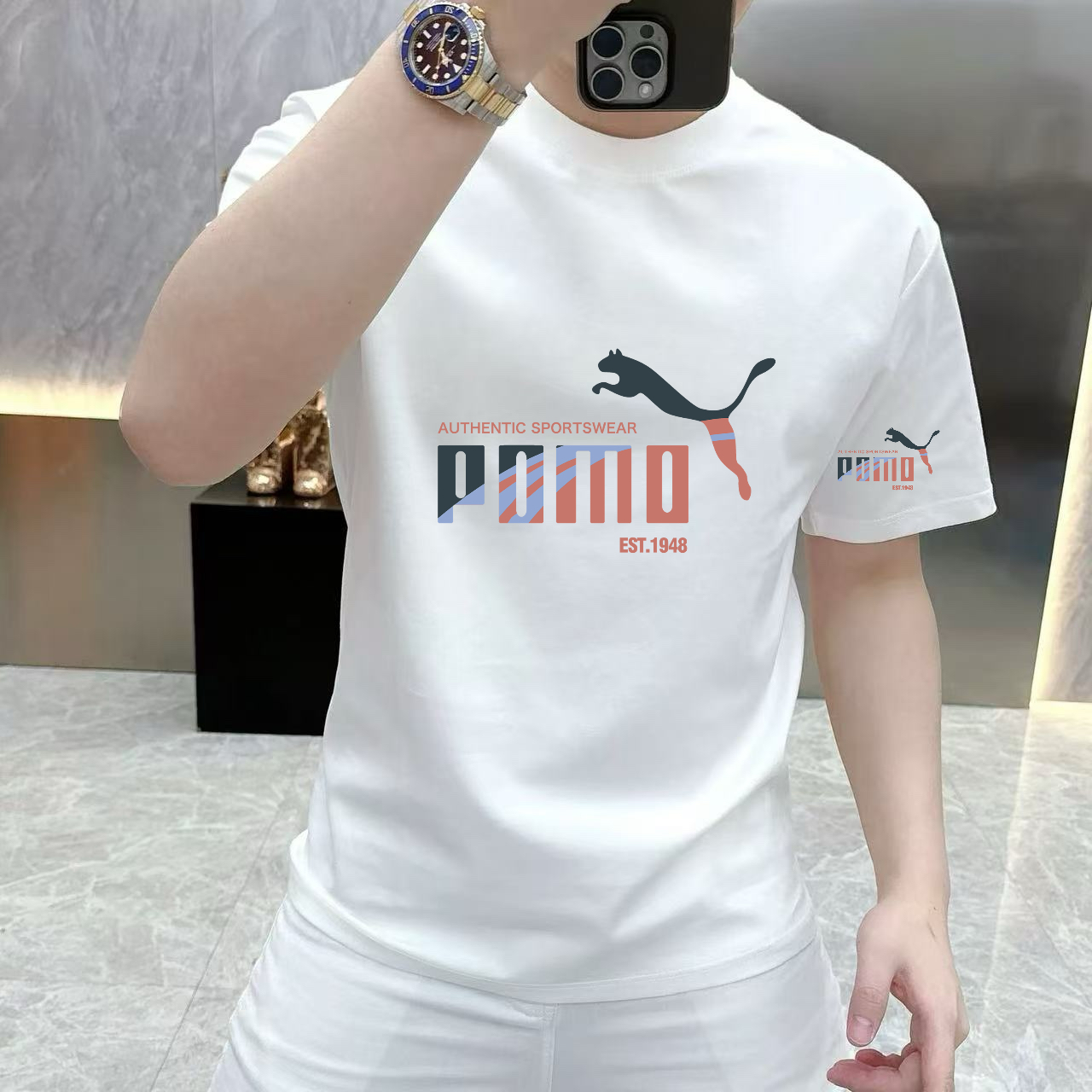 海外折扣外贸出口专柜余单夏季纯棉短袖T恤潮流印花休闲百搭短袖