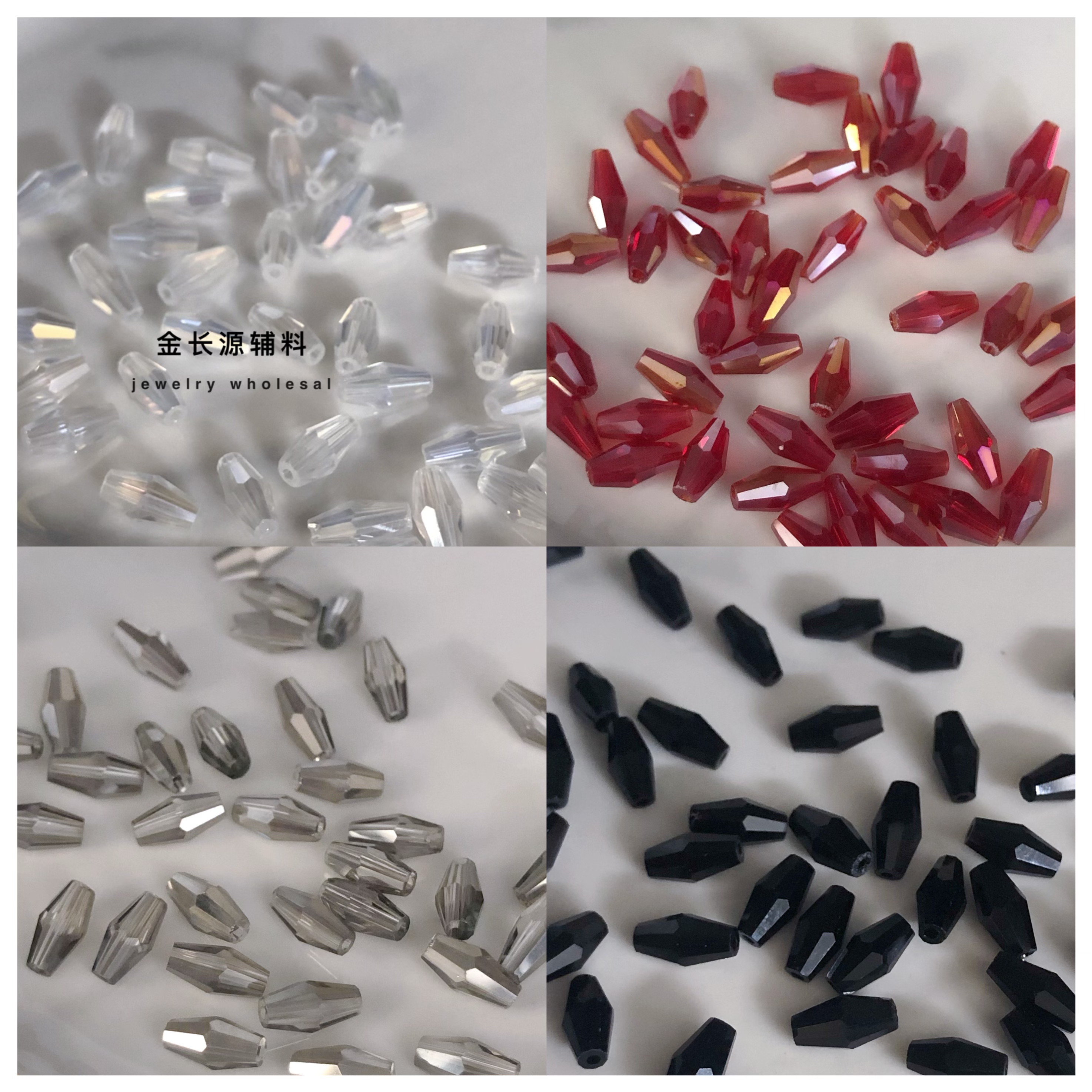 4*8mm长双尖珠玻璃菱形水晶珠子