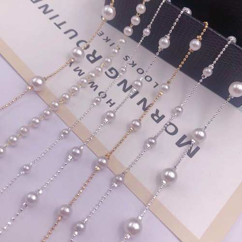 新款保色珍珠链条小香风DIY铜质