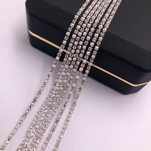 钻链diy辅料 3/2mm珍珠钻链链条超细手缝链领口装饰发饰服装配件