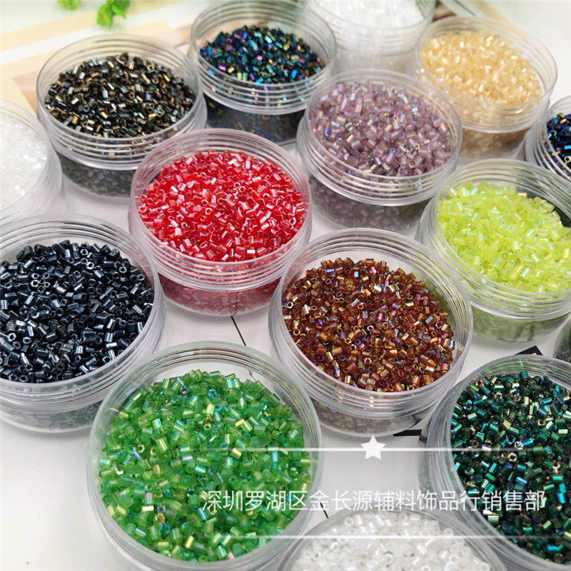 DIY串珠材料2MM彩色小管珠古风流苏发簪新娘发饰服装手工玻璃珠