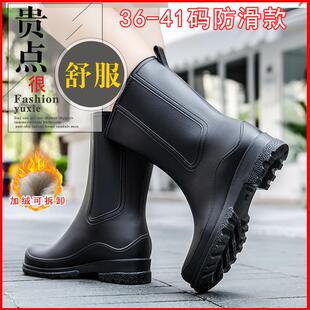 雨鞋女款防滑中筒干活外穿厚底雨靴休闲厨房洗车工作耐磨防水胶鞋