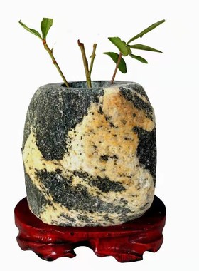 笔筒摆件泰山石敢当天然泰山原石书房放祝福新中式花盆办公室摆件