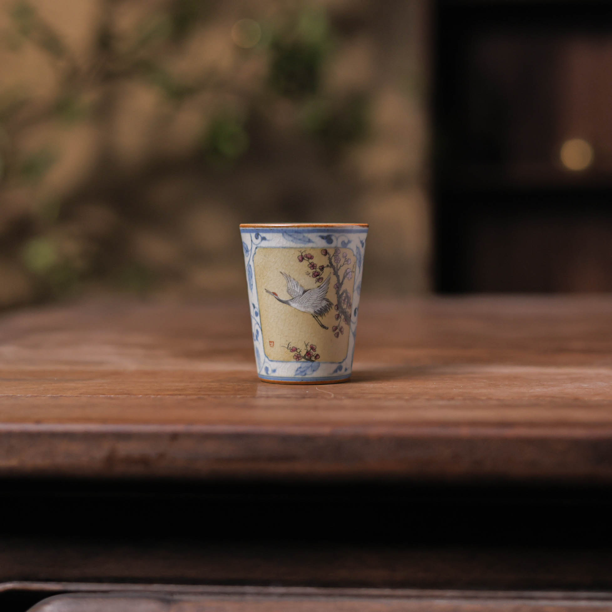 朴云堂缠枝莲鹤栖梅雪品茗杯