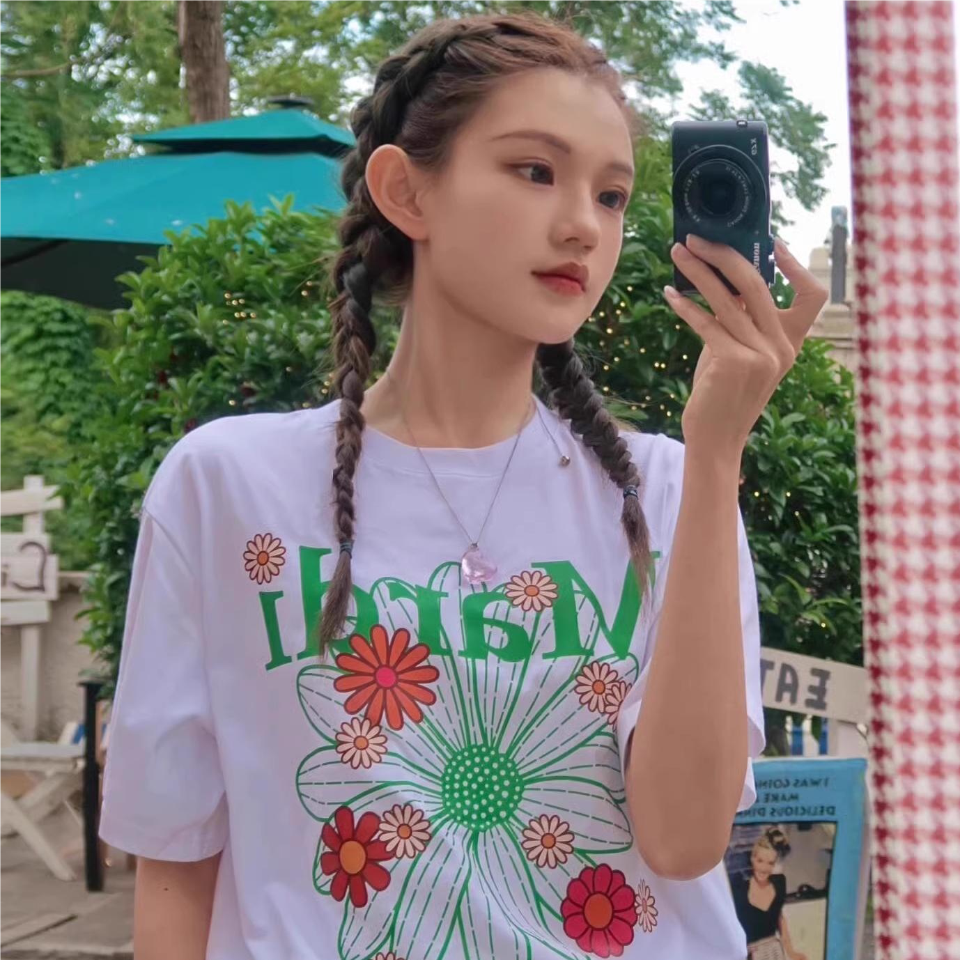 韩国Mardi小雏菊腊肠狗潮牌限量版金高银同款短袖T恤时尚百搭上衣