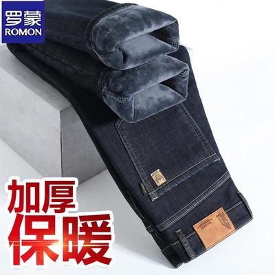 中年爸爸加绒冬季宽松保暖牛仔裤