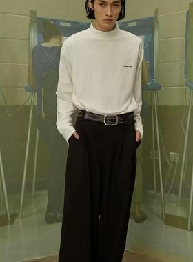【AGD】ExtemporE/休闲西装长裤直筒裤独特剪裁设计款质感褶皱