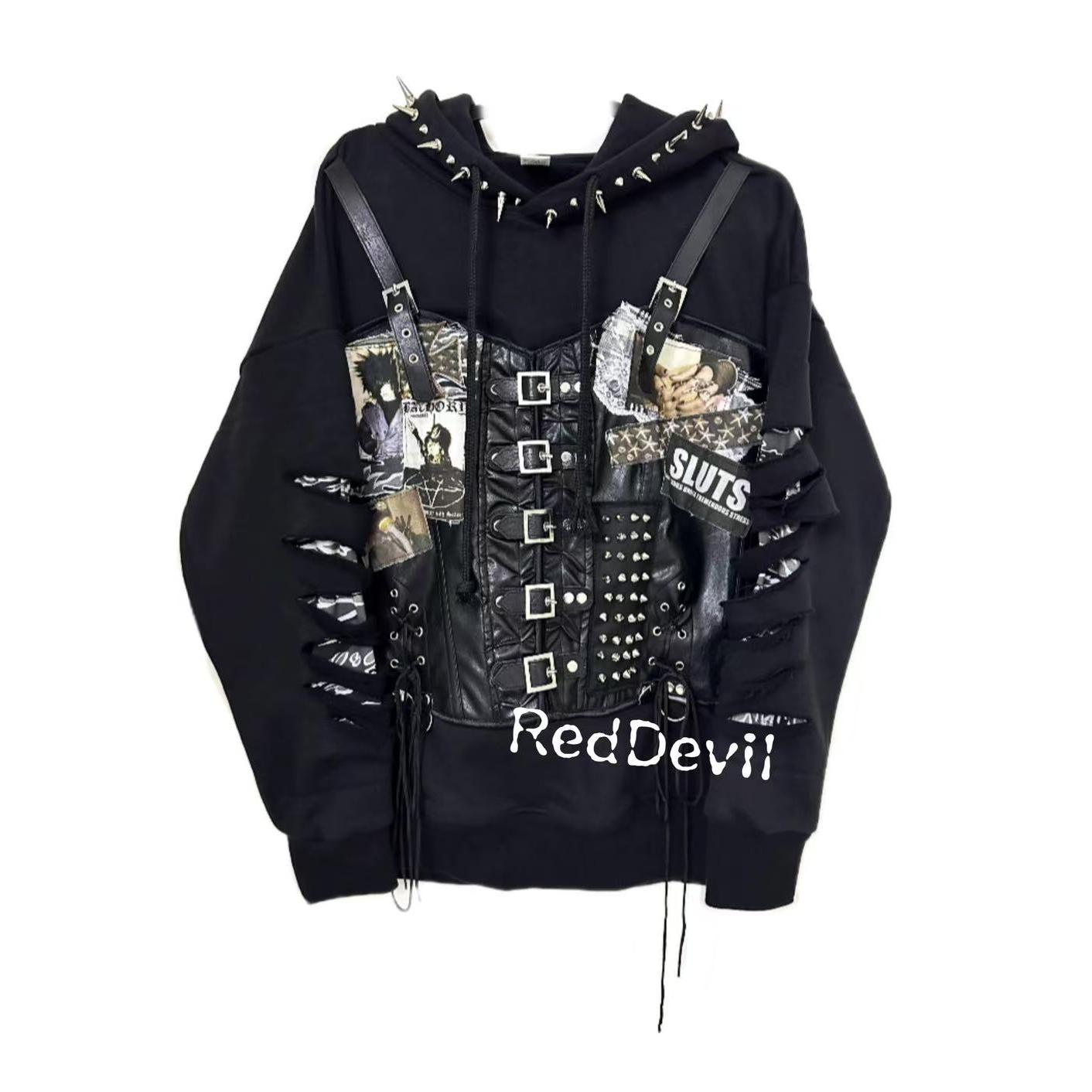 【AGD】RedDevil亚文化remake哥特小众金属重工假两件视觉系卫衣