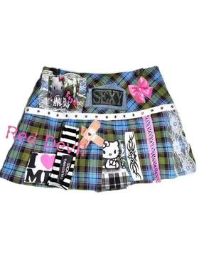 【AGD】RedDevil亚文化y2k辣妹百褶裙helloKitty短裙remake格子裙