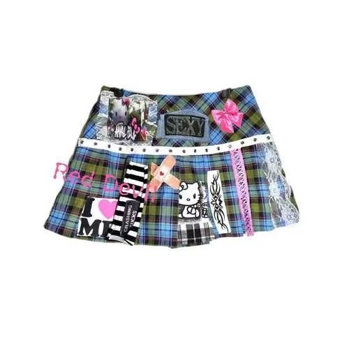 【AGD】RedDevil亚文化y2k辣妹百褶裙helloKitty短裙remake格子裙