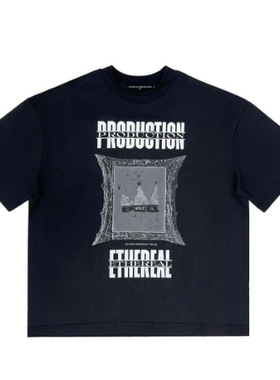 【AGD】ETHEREAL PRODUCTION 圆领短款图像插画摇滚字母印花短袖