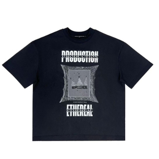 圆领短款 PRODUCTION ETHEREAL 图像插画摇滚字母印花短袖 AGD