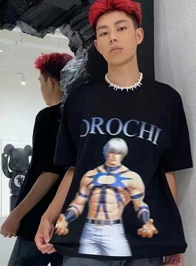 LeftOVEr原创拳皇大蛇KO街头亚文化春丽bootleg重磅纯棉短袖T恤男