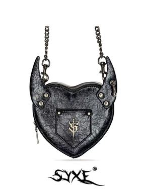 【AGD】SYXE 原创蛇纹爱心恶魔角y2k千禧辣妹小众铆钉斜挎mini包