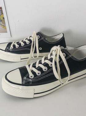 冬季黑色帆布鞋1970s女鞋经典款情侣复古潮流低帮透气ins男板鞋潮