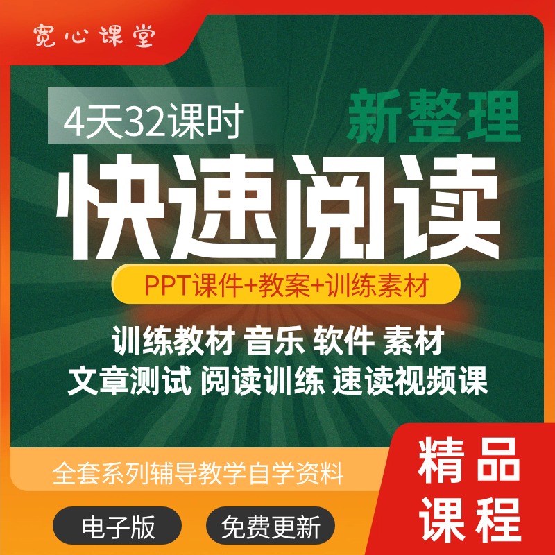快速阅读训练PPT课件右脑开发全脑速读视频记忆训练电子版教程