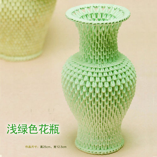 diy学会素色观音瓶三角插折纸