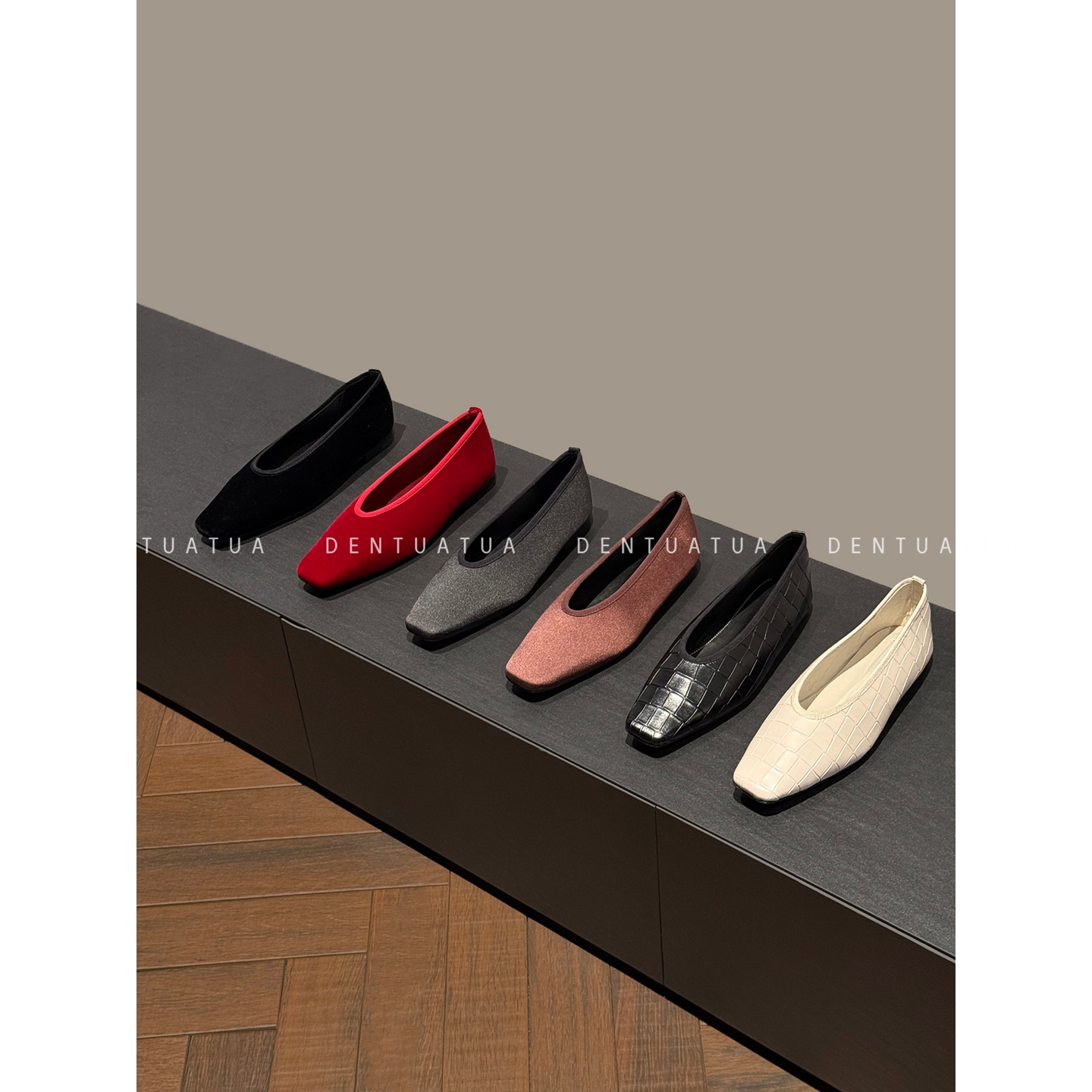 DENTUATUA 都市女性的风格色谱！25ss 方头平底芭蕾舞浅口单鞋 女