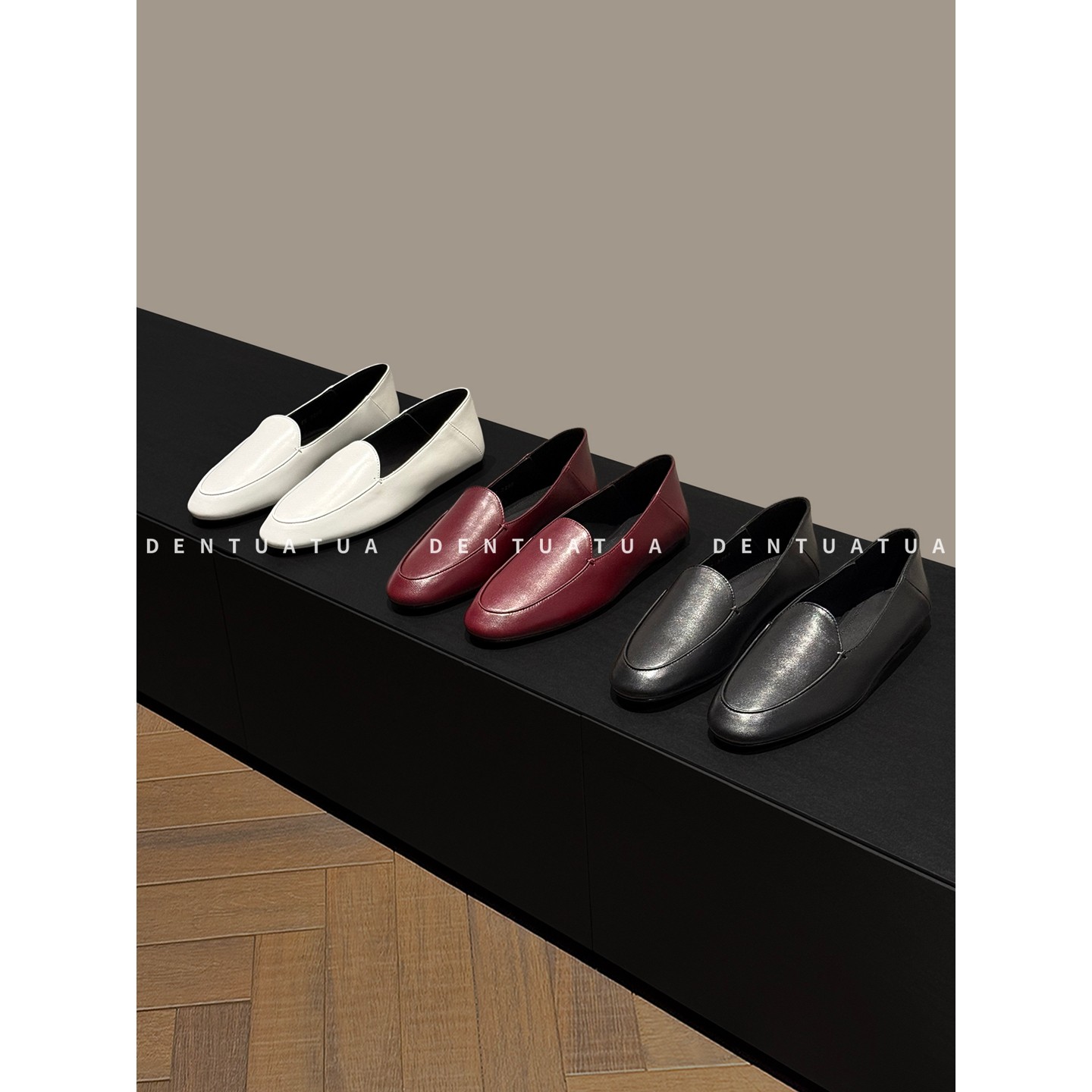 DENTUATUA 走路都带风~快冲！25FW 圆头平底一脚蹬浅口乐福单鞋女,女鞋,乐福鞋（豆豆鞋）,淘宝优惠券,粉丝福利购,淘宝优惠卷