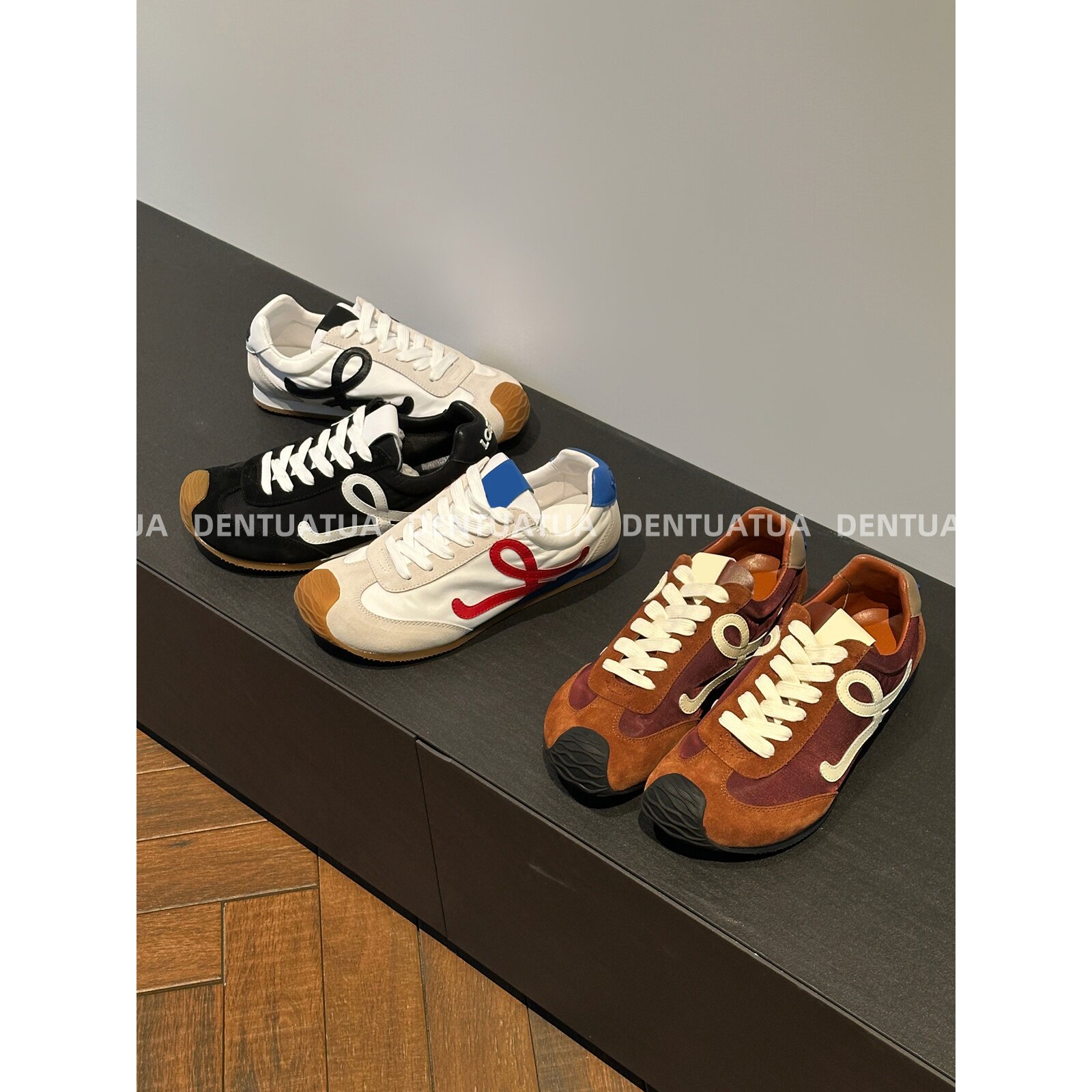 DENTUATUA 轻便好穿随心搭~强裂入雷!24牛皮尼龙拼色德训运动鞋女,女鞋,时尚休闲鞋,淘宝优惠券,粉丝福利购,淘宝优惠卷